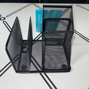 Phone Holder Desktop Organizer Black Mesh Medium